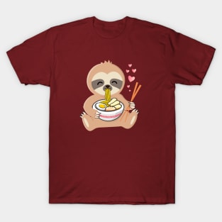 Cute Sloth Eating Ramen Noodles T-Shirt